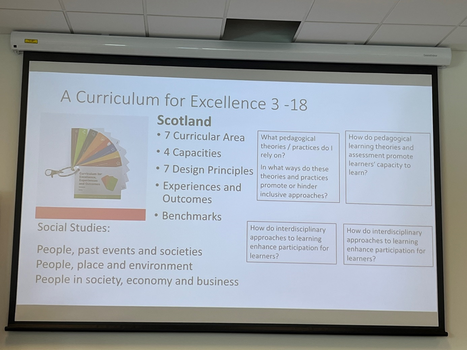 A slide form the presentation to Bachelor students in Special Education explaining the way of thinking ‘inclusion’ connected to subject matter – here: social studies.